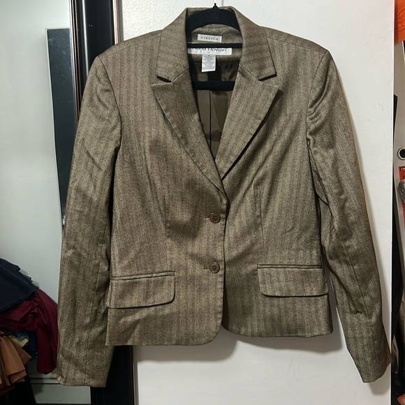RENA ROWAN size 10 stretch brown two button blazer